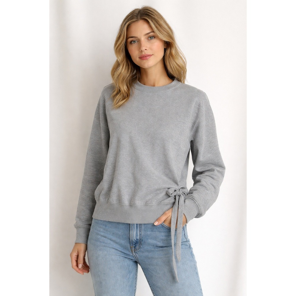 Topshop-‎ Gray Crewneck Wrap Waist Sweater Size 4